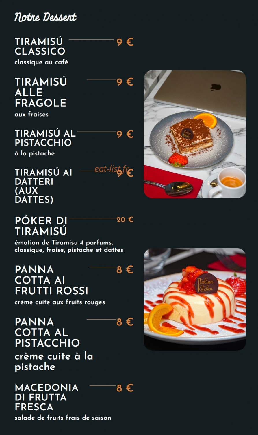 Italian Kitchen — carte page 14