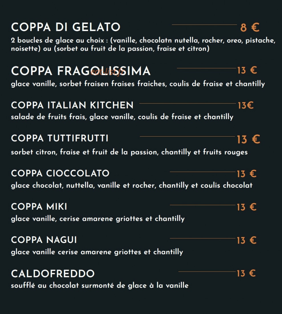 Italian Kitchen — carte page 16