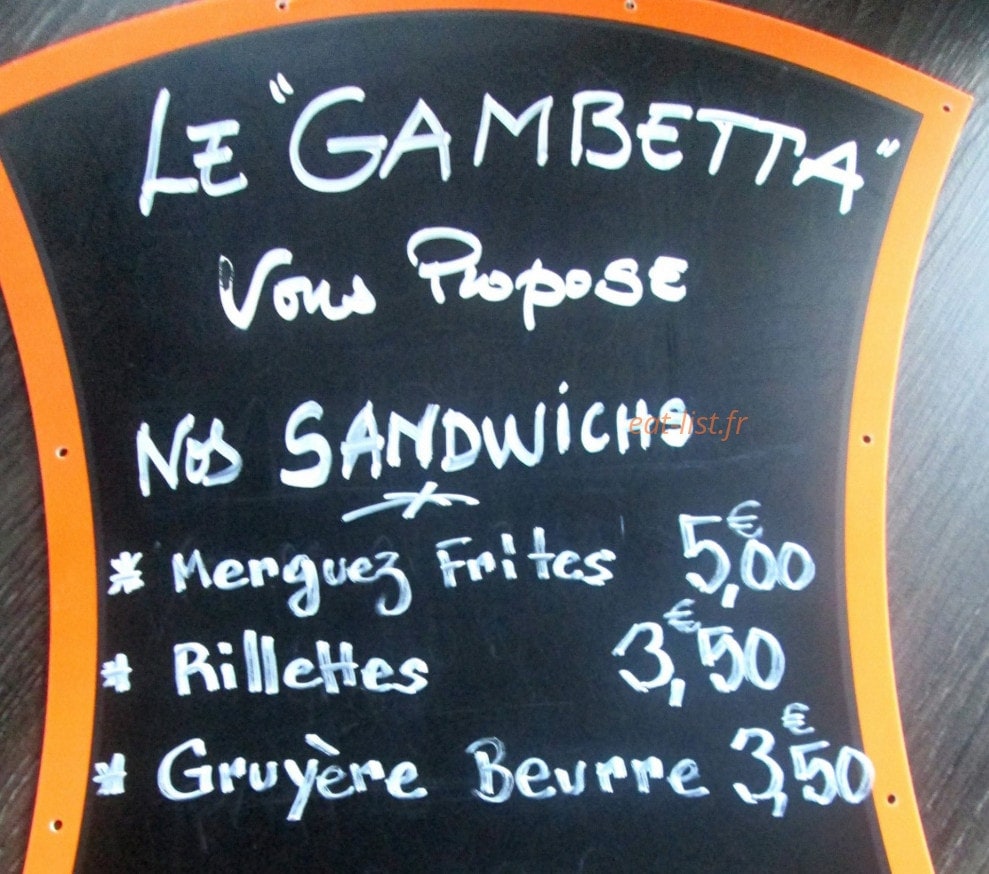 Le Gambetta — carte page 1