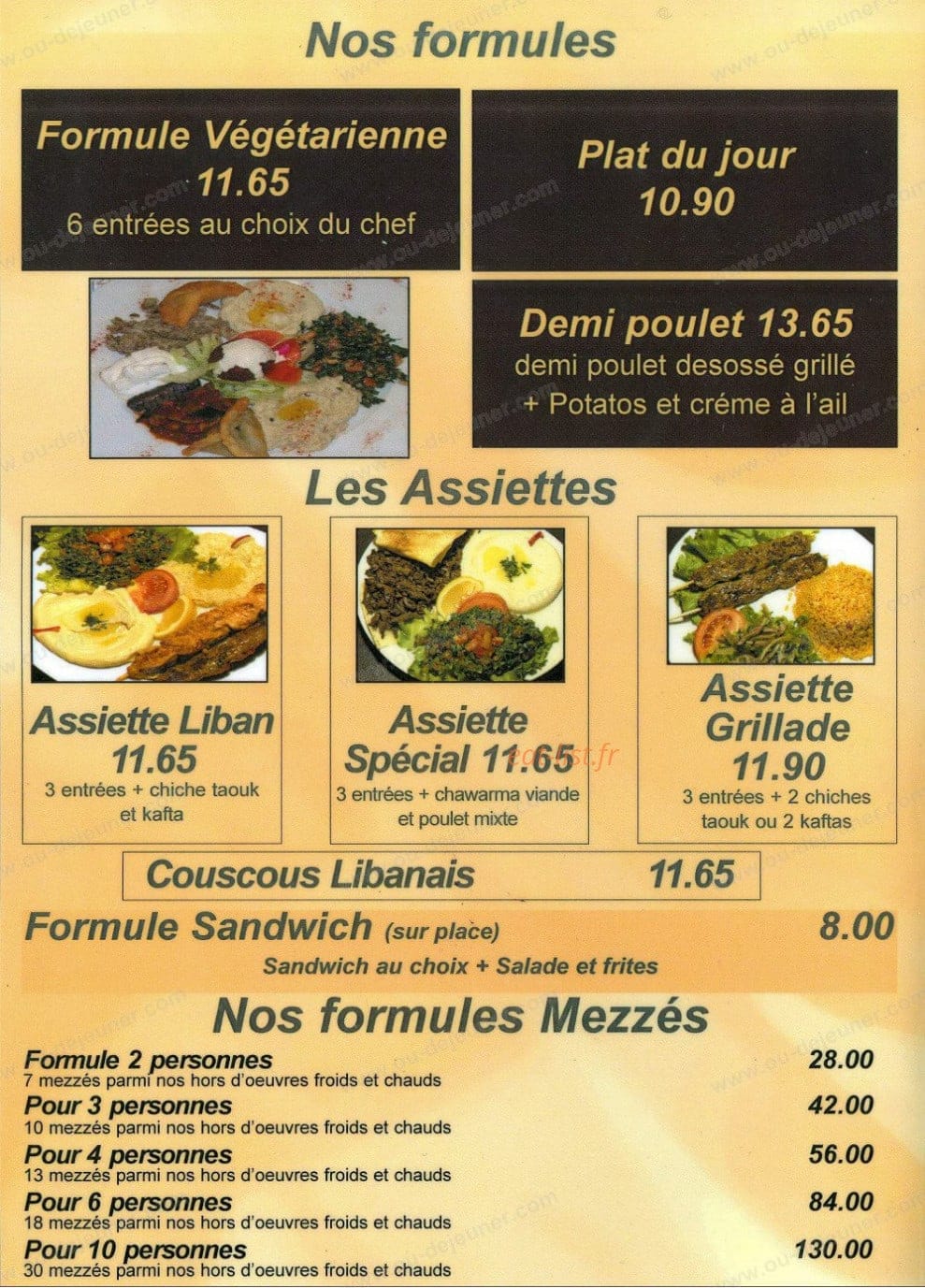 Le Traiteur Libanais — carte page 4