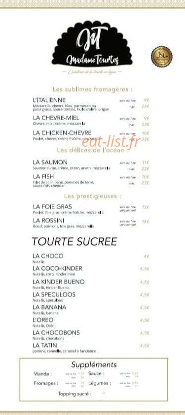 Madame Tourtes — carte page 2