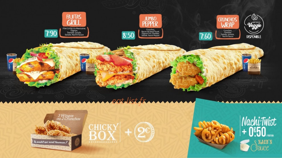 Nachitos chicken — carte page 3