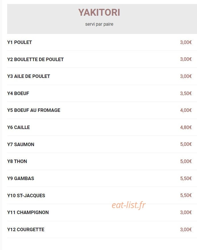 Carte et menu de New Toma Sushi à Bagnolet — Yakitori