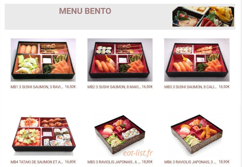 Carte et menu de New Toma Sushi à Bagnolet — Menus bento
