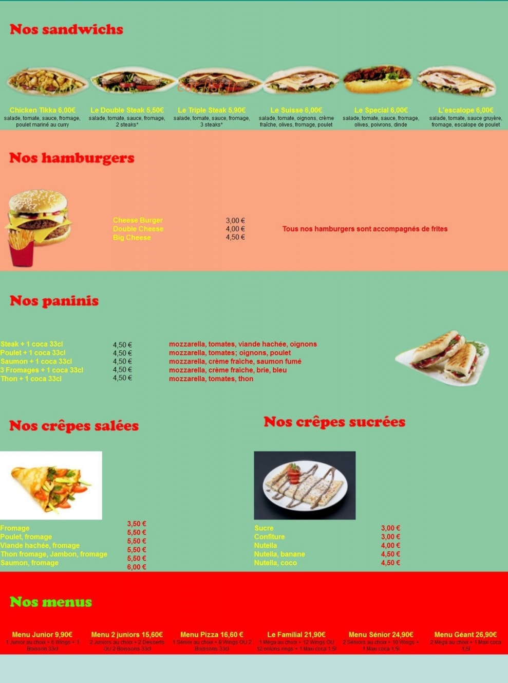 Pizza Pronto — carte page 3