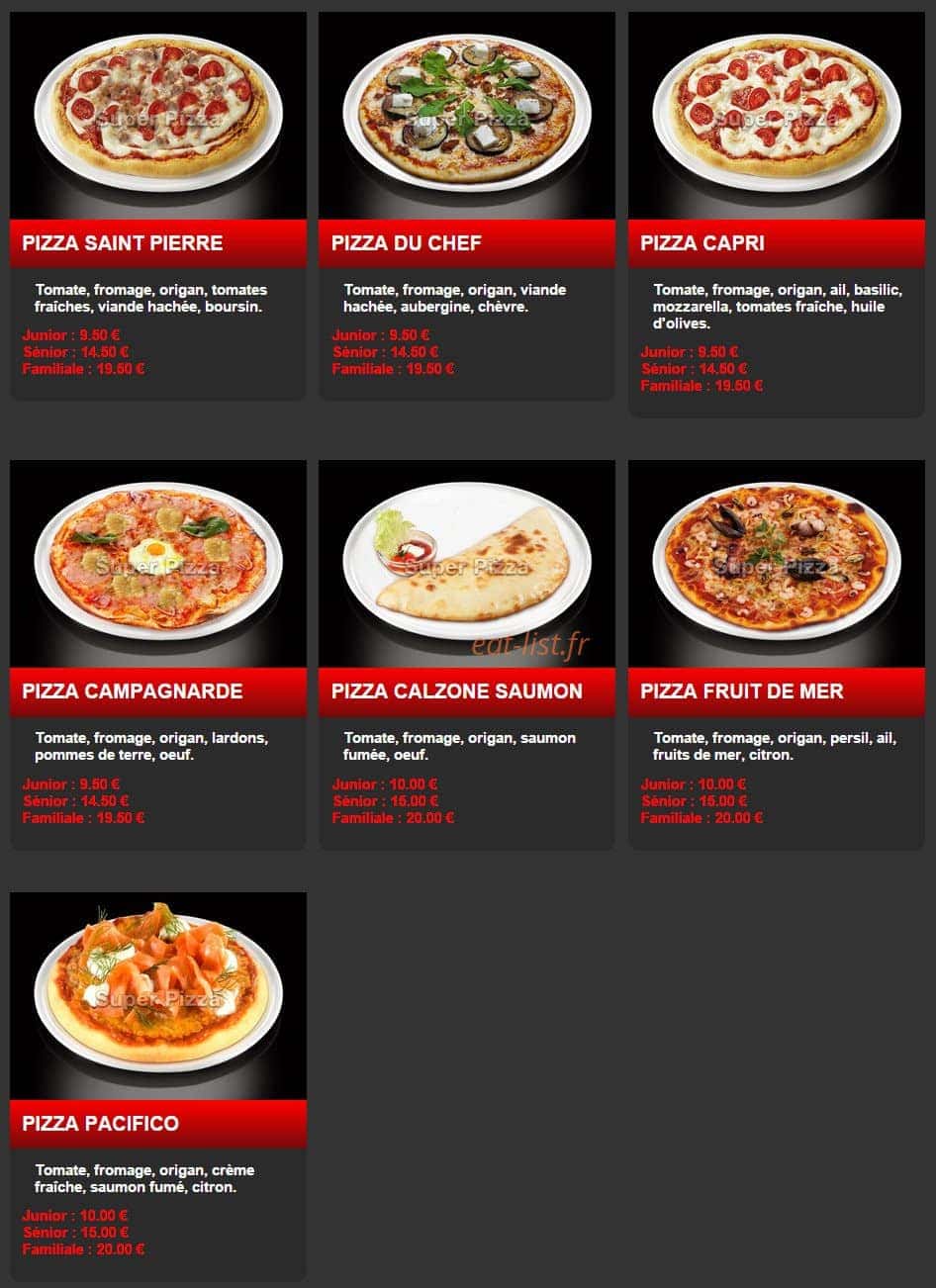 Pizza Super — carte page 6