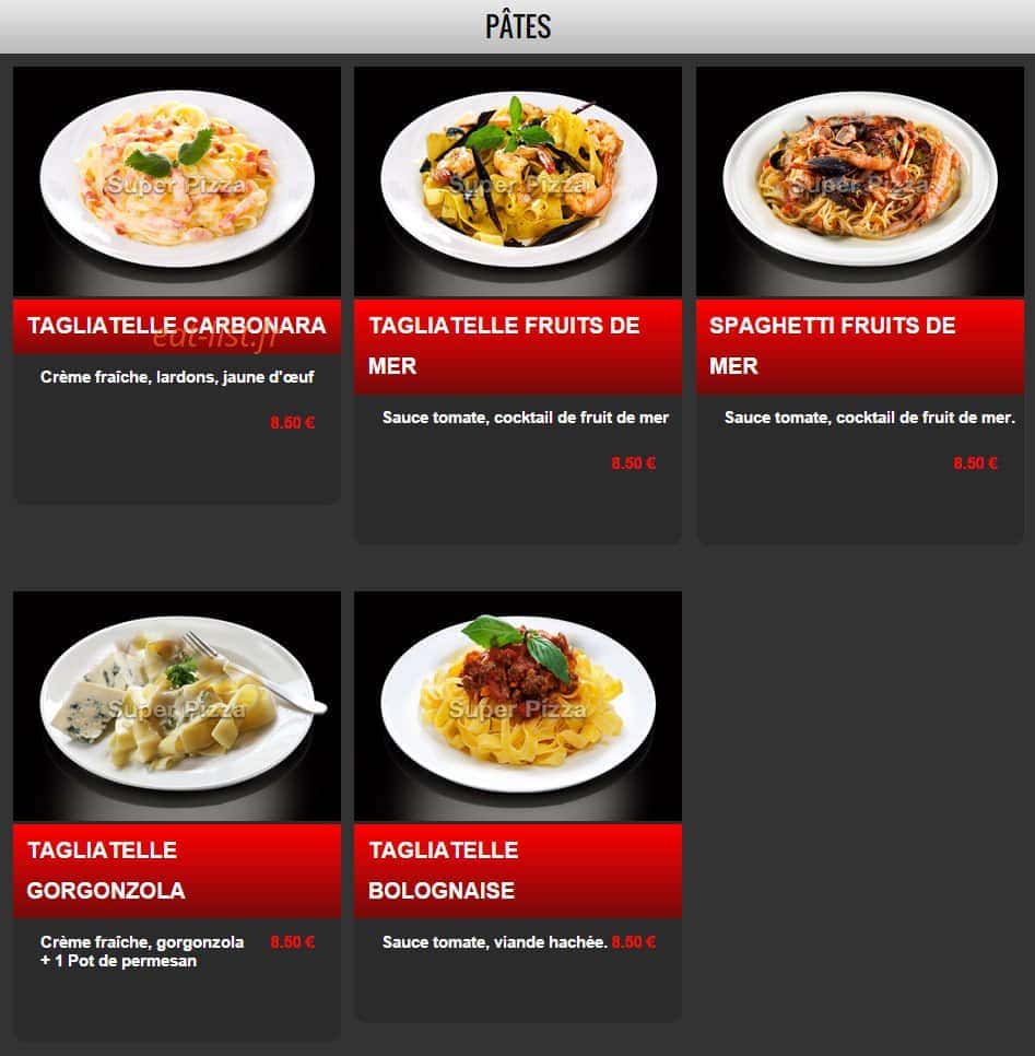 Pizza Super — carte page 9