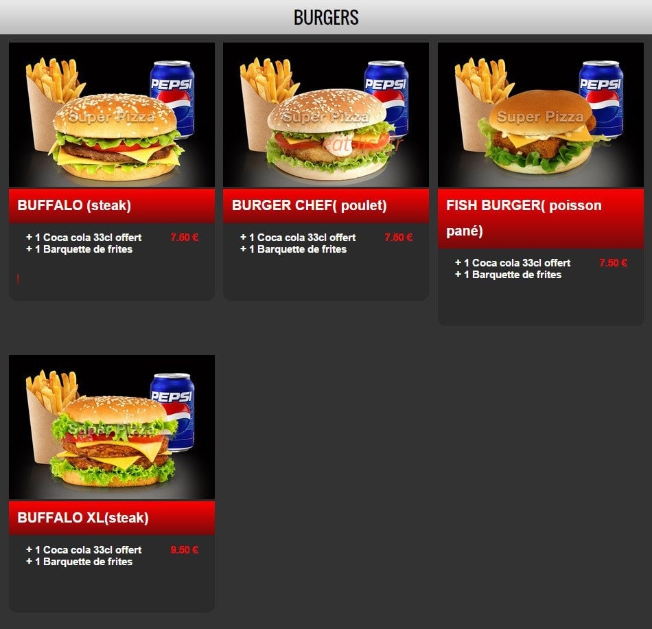 Pizza Super — carte page 16