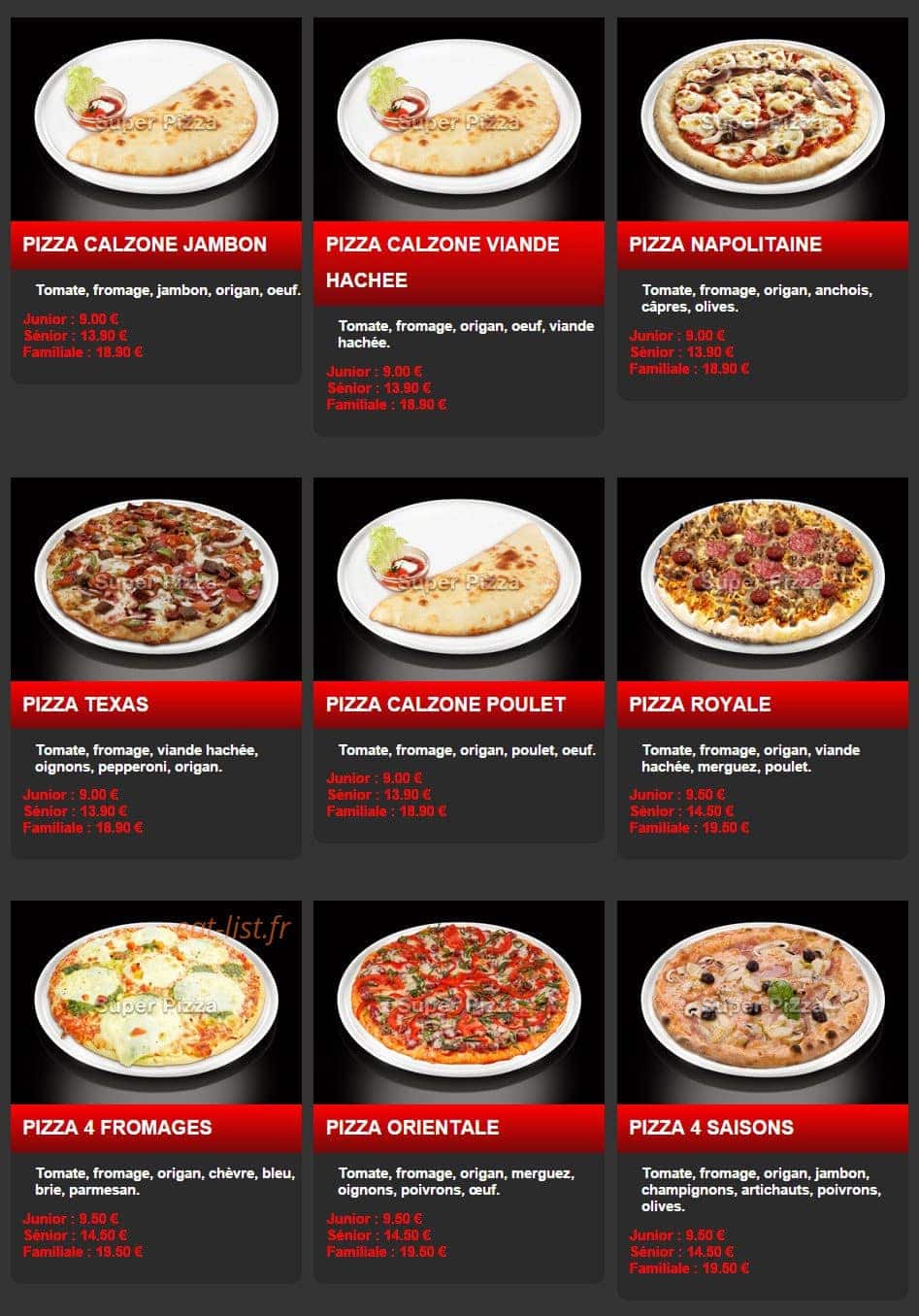 Pizza Super — carte page 4