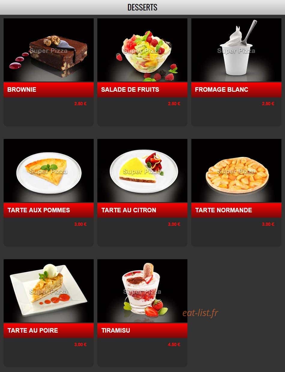 Pizza Super — carte page 18