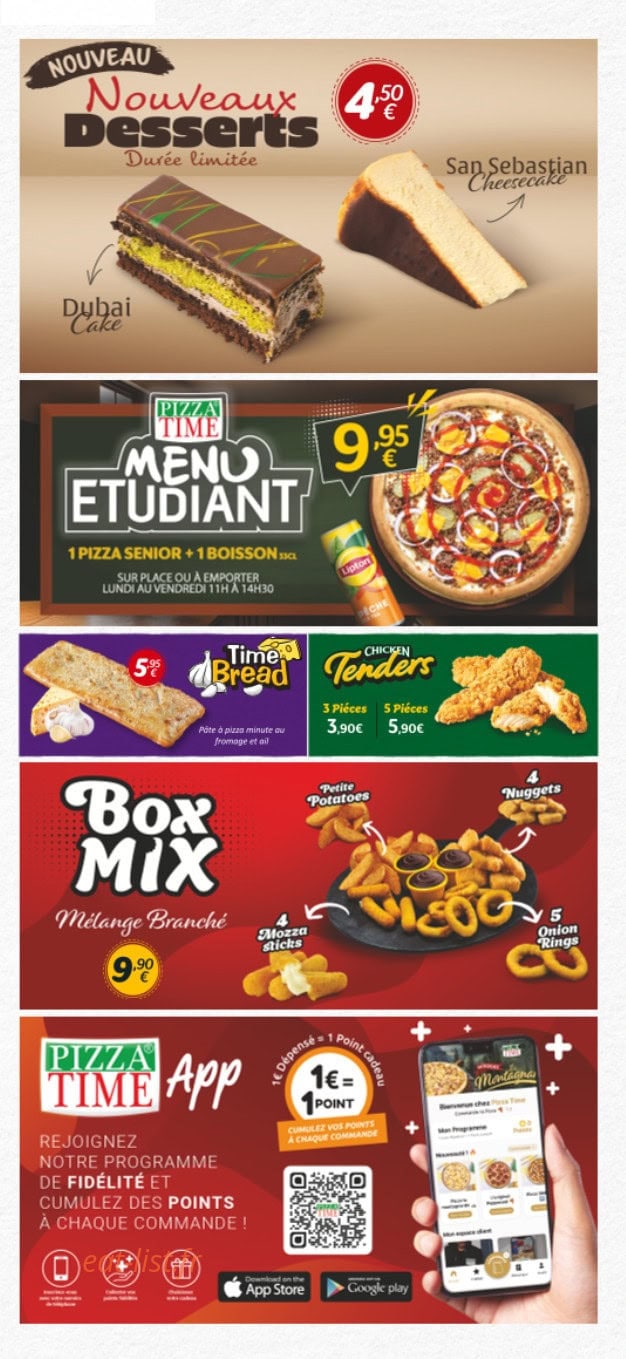 Carte et menu de Pizza Time à Bagnolet — Menu 3