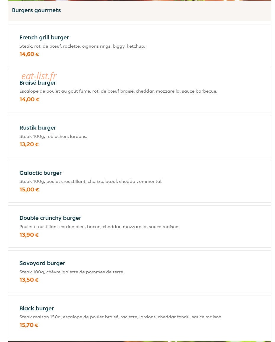 Planet's burger — carte page 8