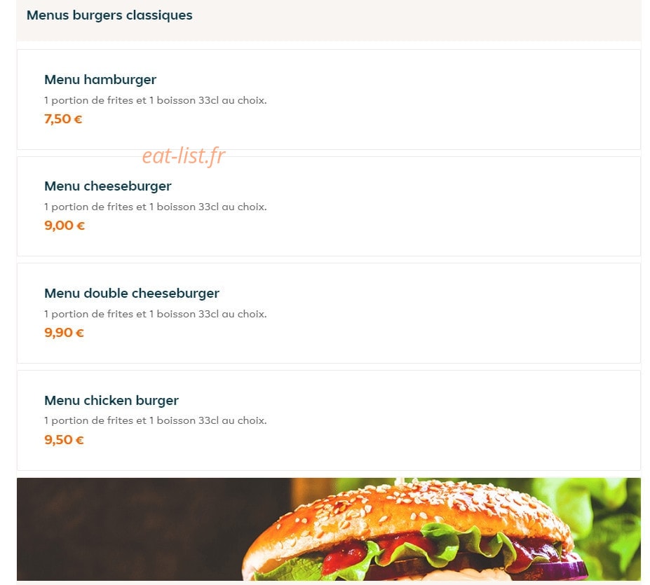 Planet's burger — carte page 1
