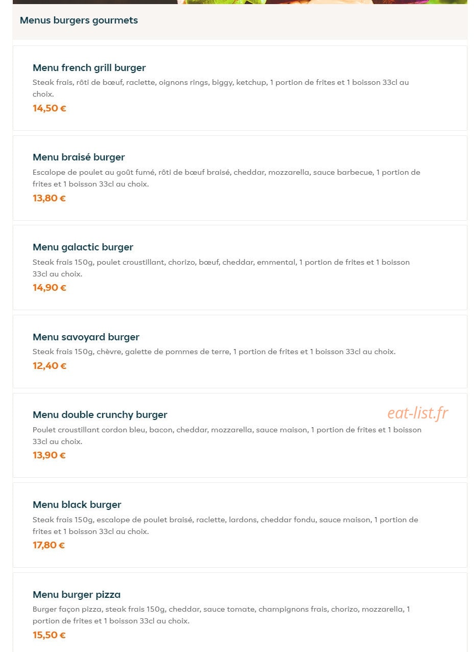 Planet's burger — carte page 2