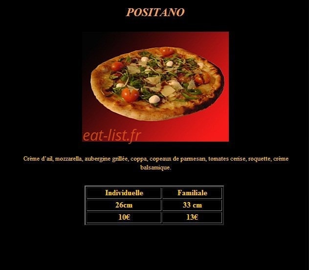 Positano pizz' — carte page 1