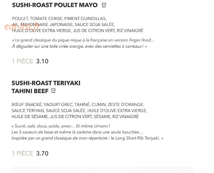 Sushi Shop — carte page 6