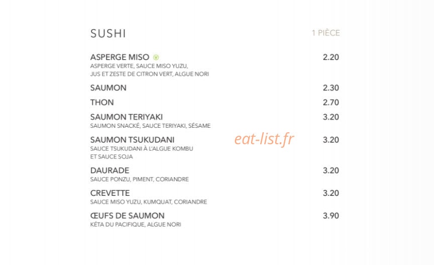 Sushi Shop — carte page 19