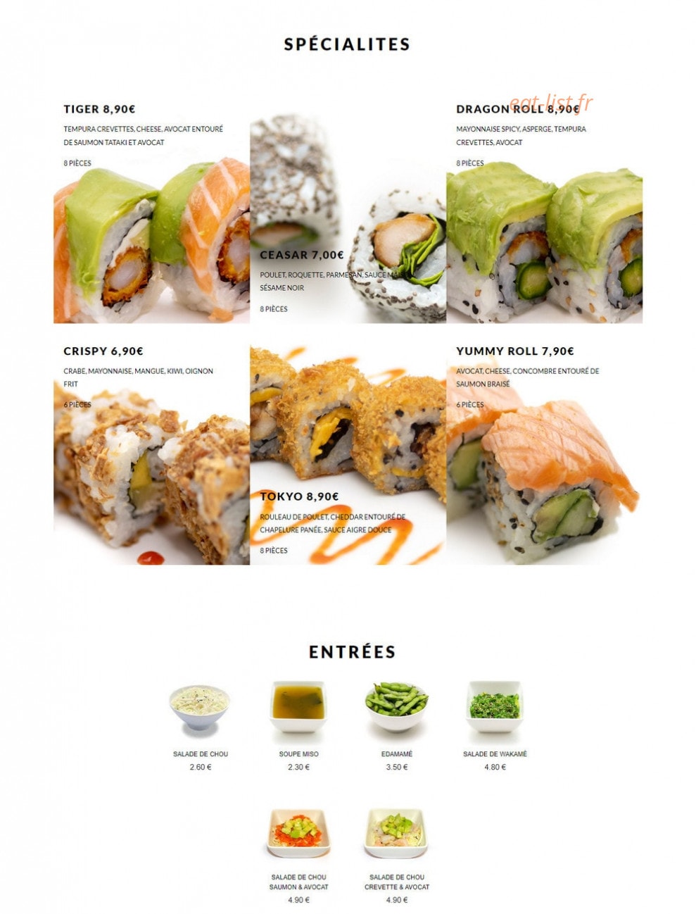 Sushibar — carte page 1