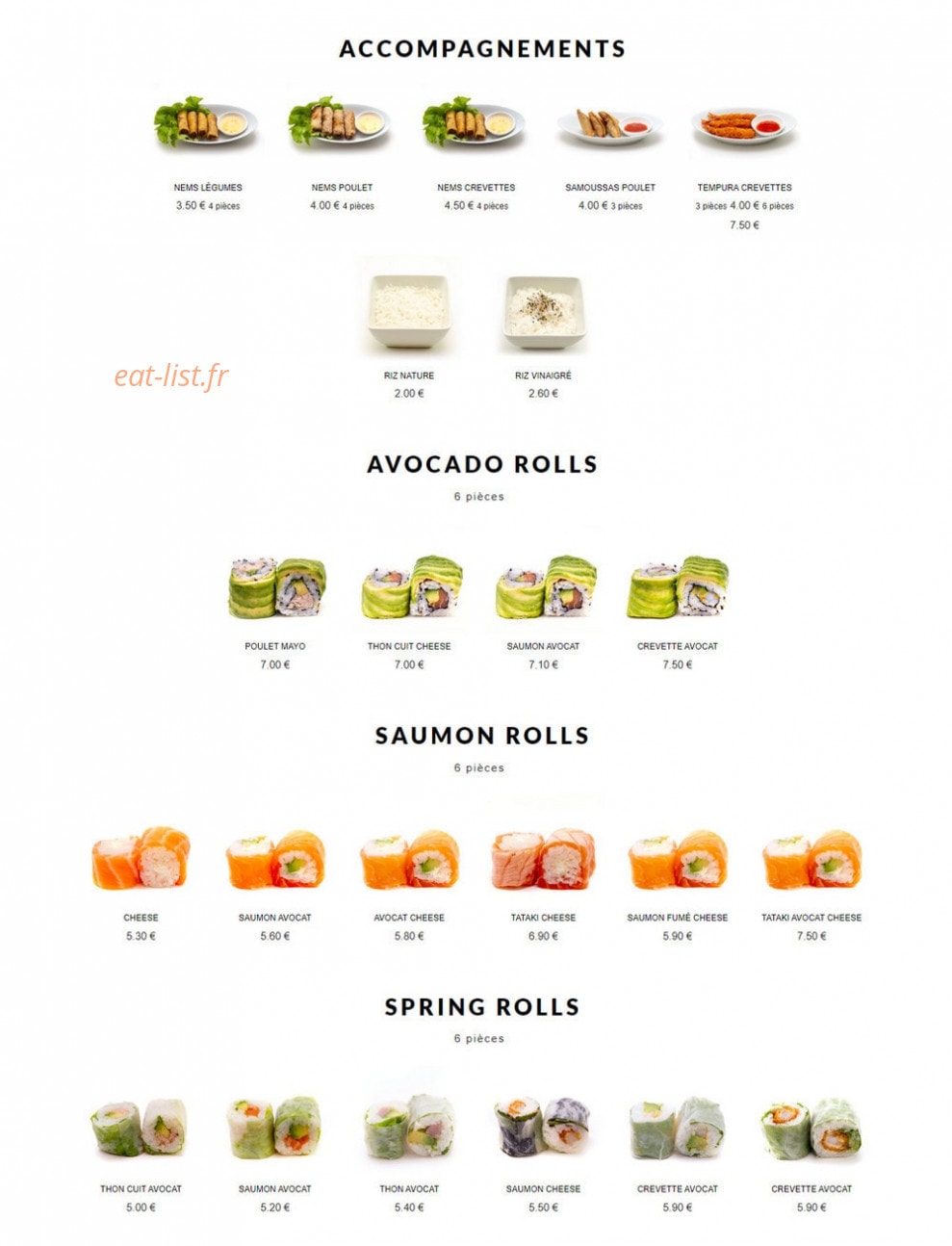 Sushibar — carte page 2