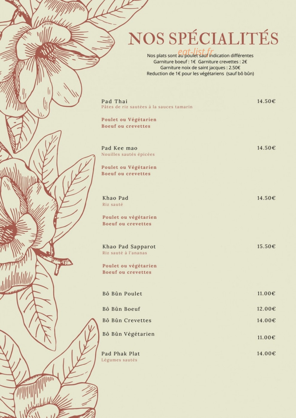 Thaï Sabaï — carte page 2