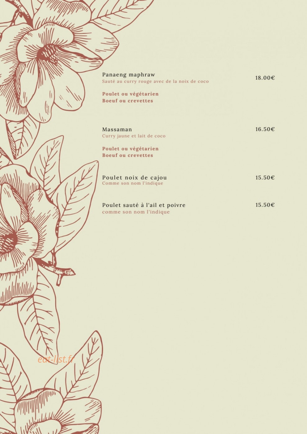 Thaï Sabaï — carte page 4