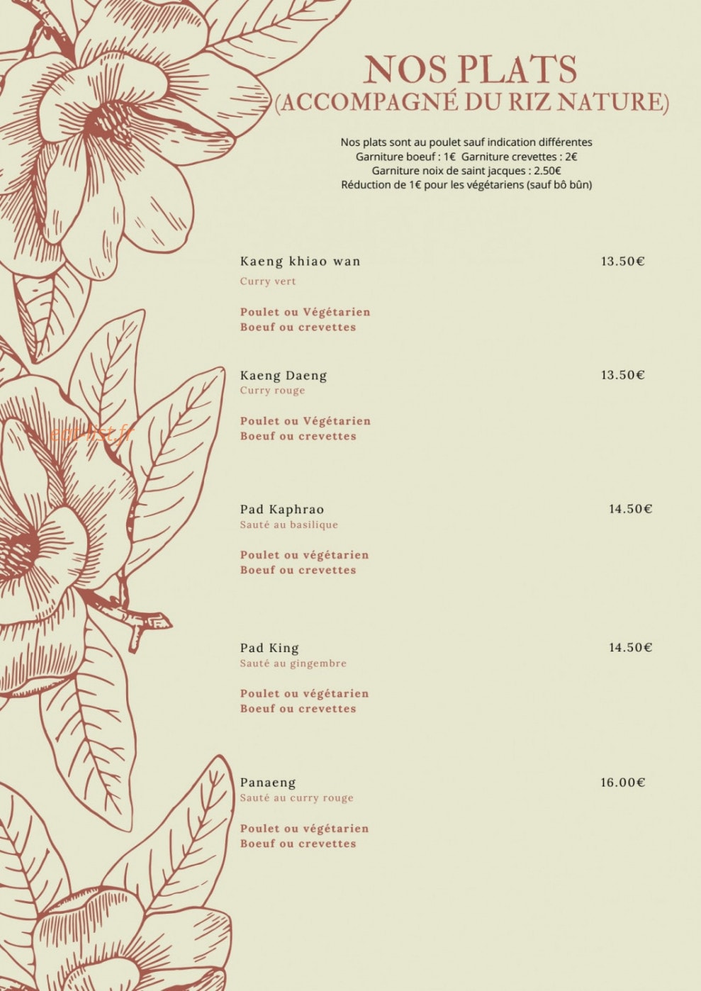 Thaï Sabaï — carte page 3