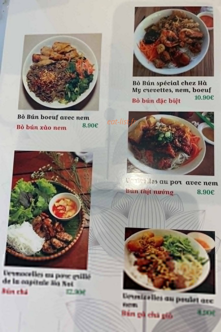 Chez Ha My — carte page 6