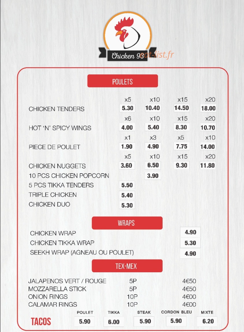 Chicken 93 — carte page 4