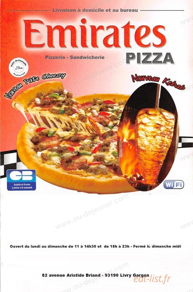 Emirates pizza — carte page 1