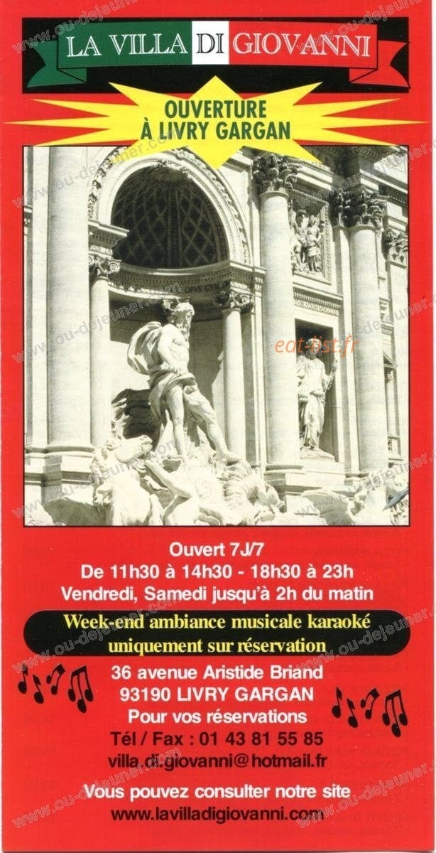 La Villa Di Giovanni — carte page 1