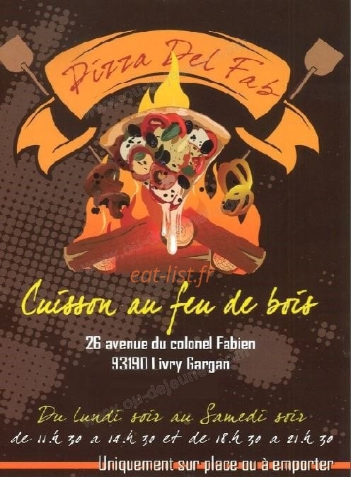 Pizza Del Fab' — carte page 1