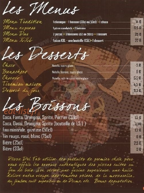 Pizza Del Fab' — carte page 4