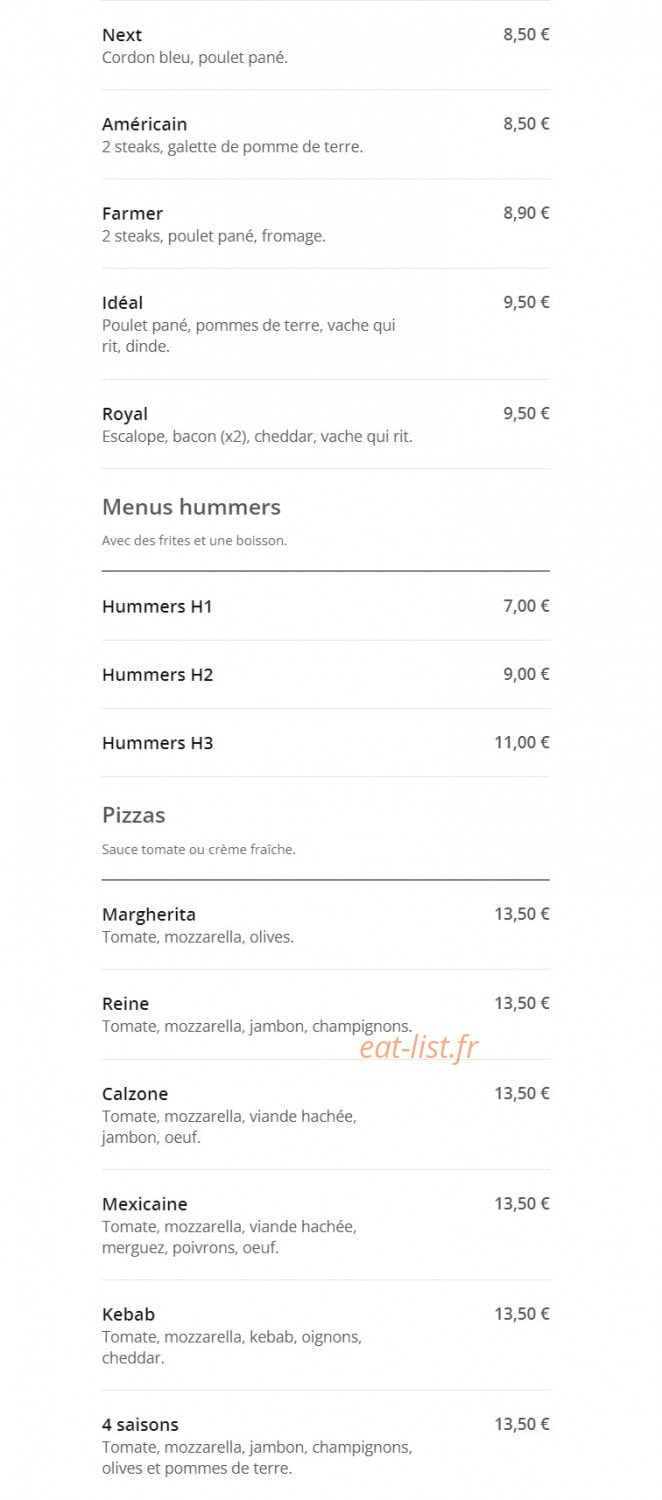 Royal food — carte page 3
