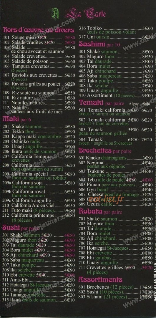 Royal Tokyo — carte page 2