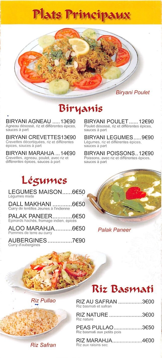 Au Marahja — carte page 6