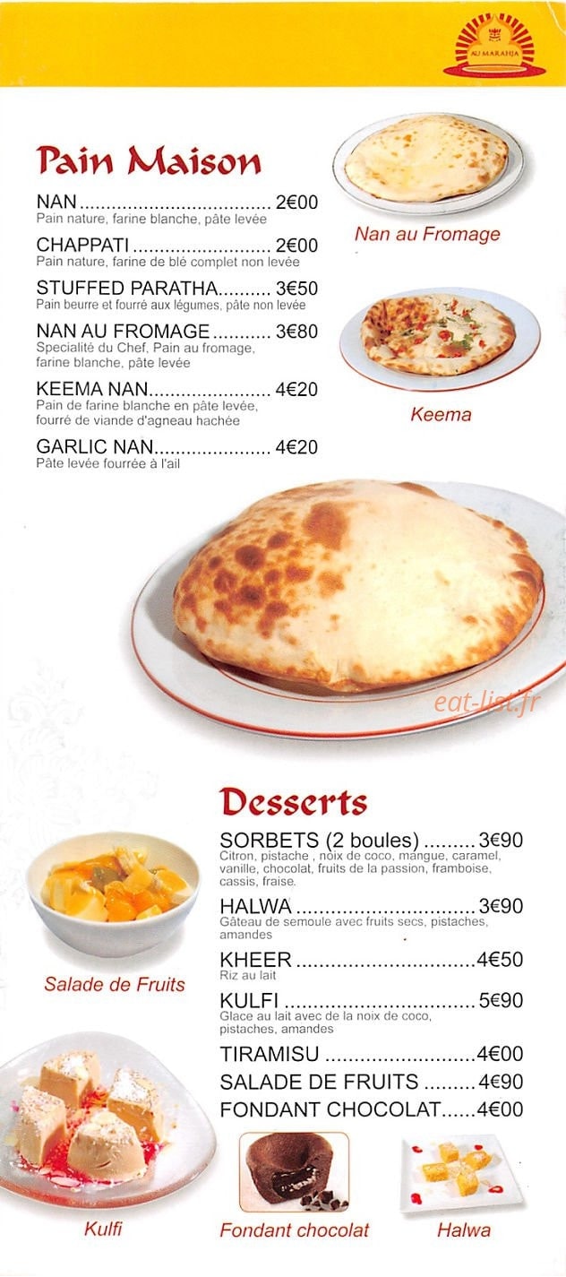 Au Marahja — carte page 7