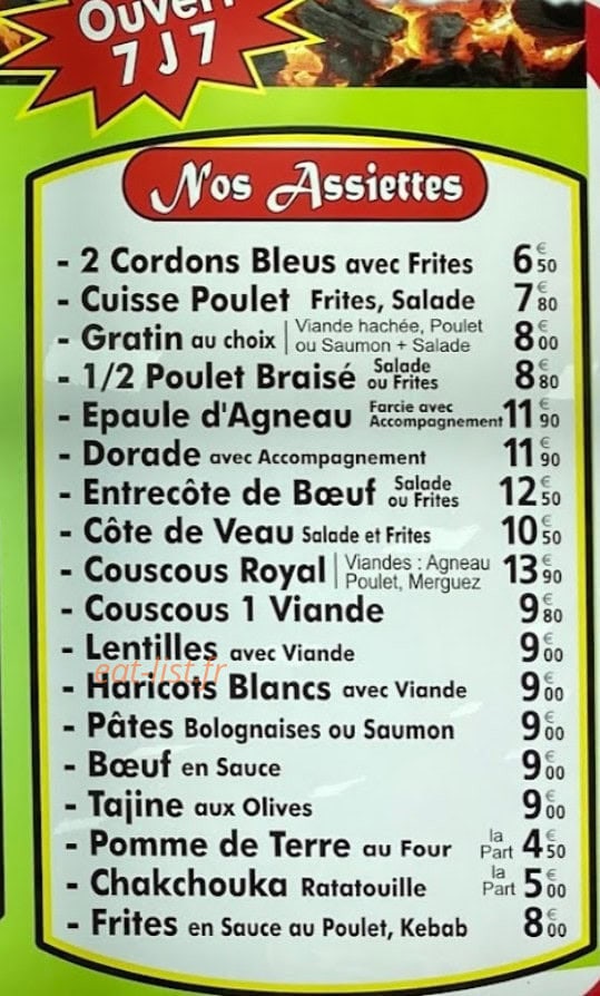 Aux Bonnes Grillades — carte page 2