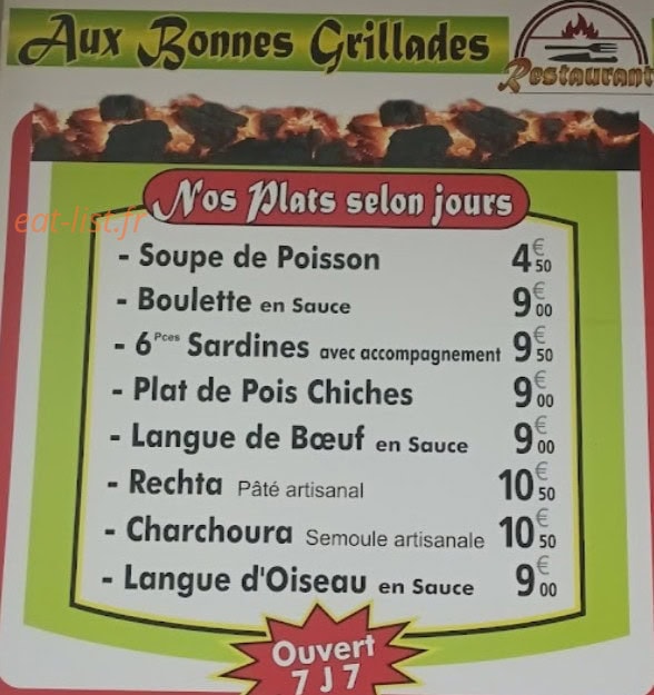 Aux Bonnes Grillades — carte page 3