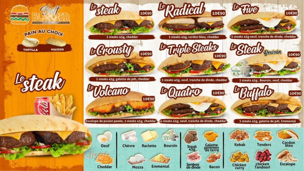 Buff burger — carte page 2
