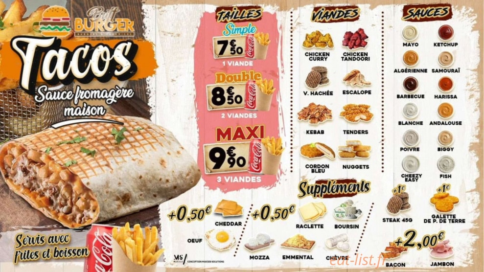 Buff burger — carte page 3