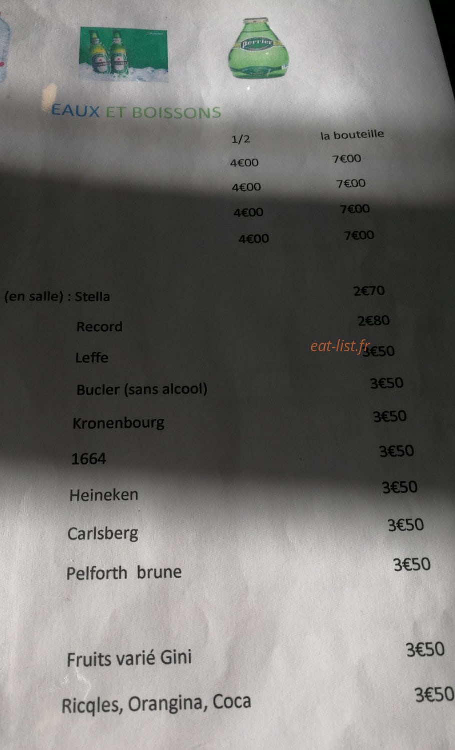 Cafe Bar Le Terminus — carte page 2