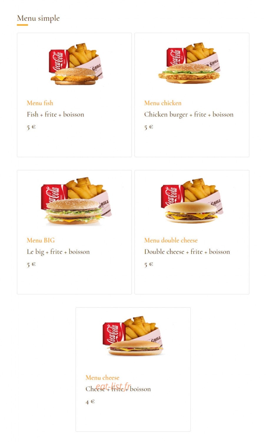 Chicken Grill — carte page 2
