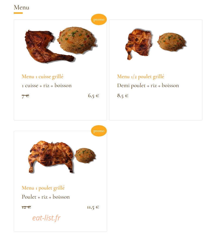 Chicken Grill — carte page 1