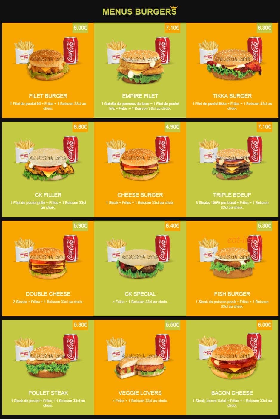 Chicken's king — carte page 2