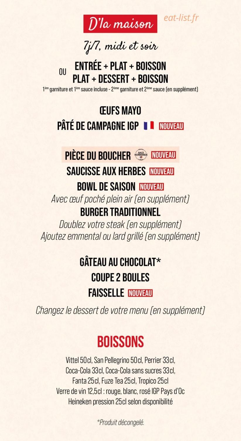 Courtepaille — carte page 1