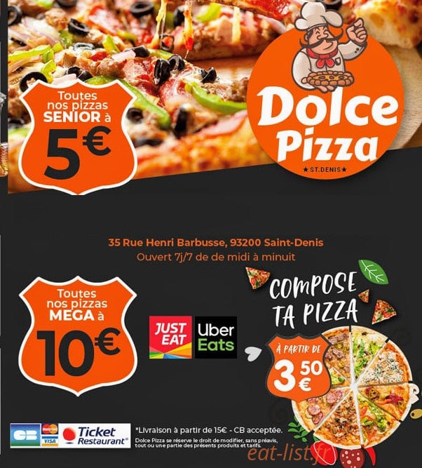 Dolce pizza — carte page 1