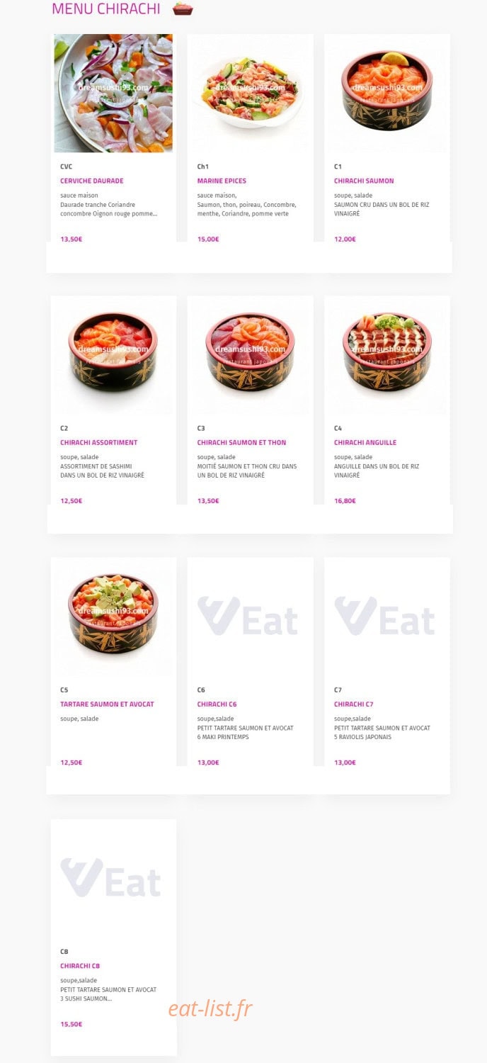 Dream sushi — carte page 10