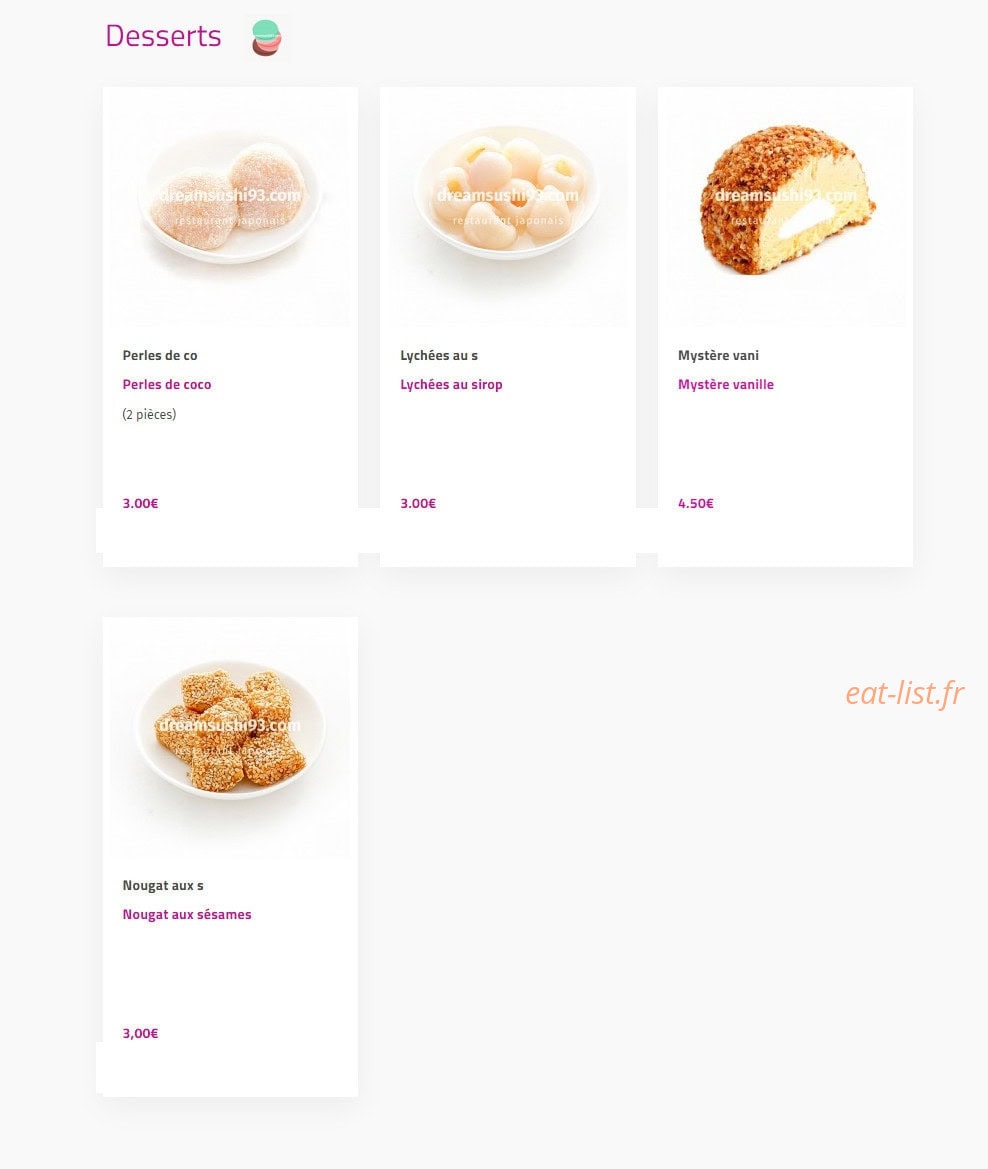 Dream sushi — carte page 23