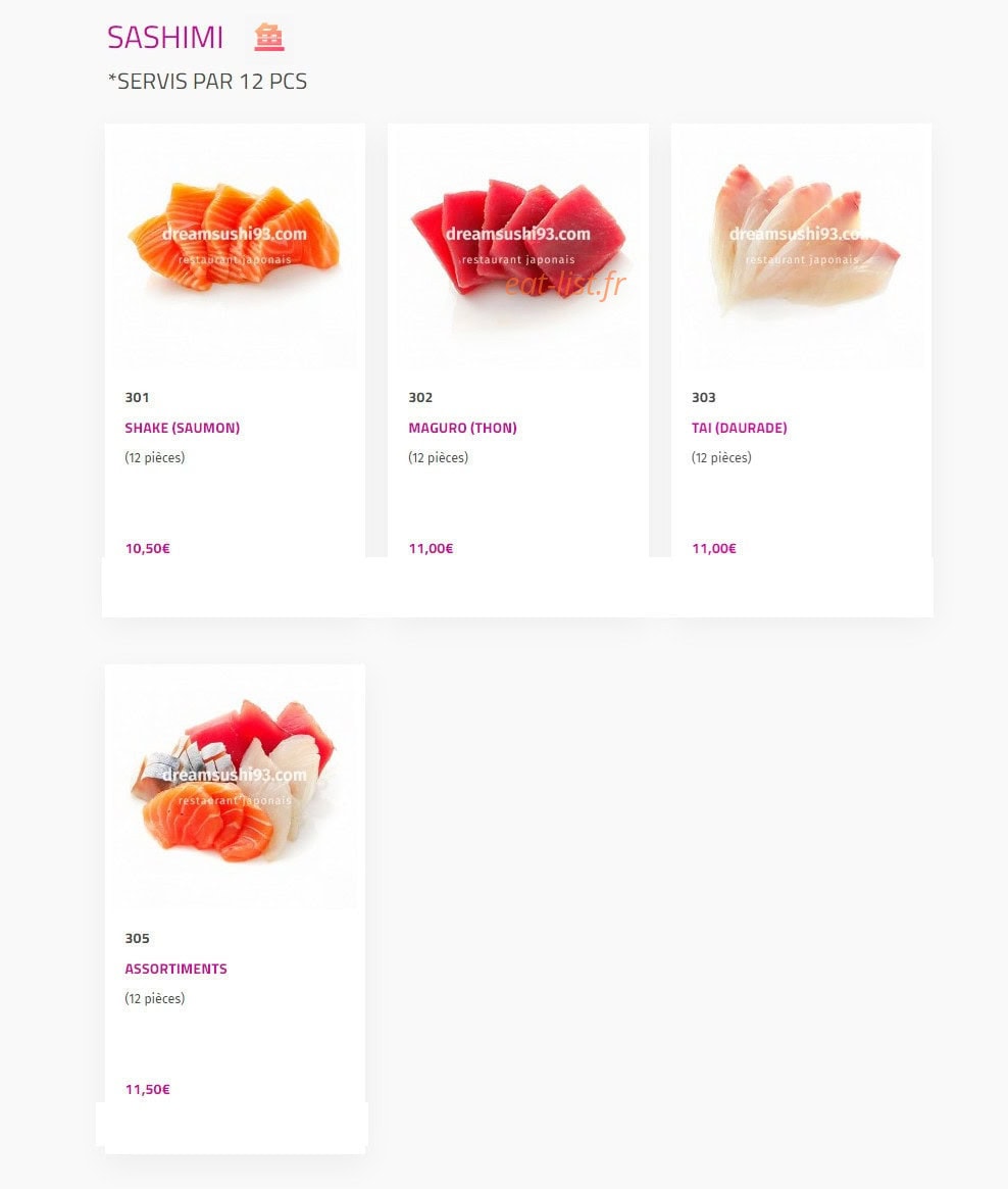 Dream sushi — carte page 13