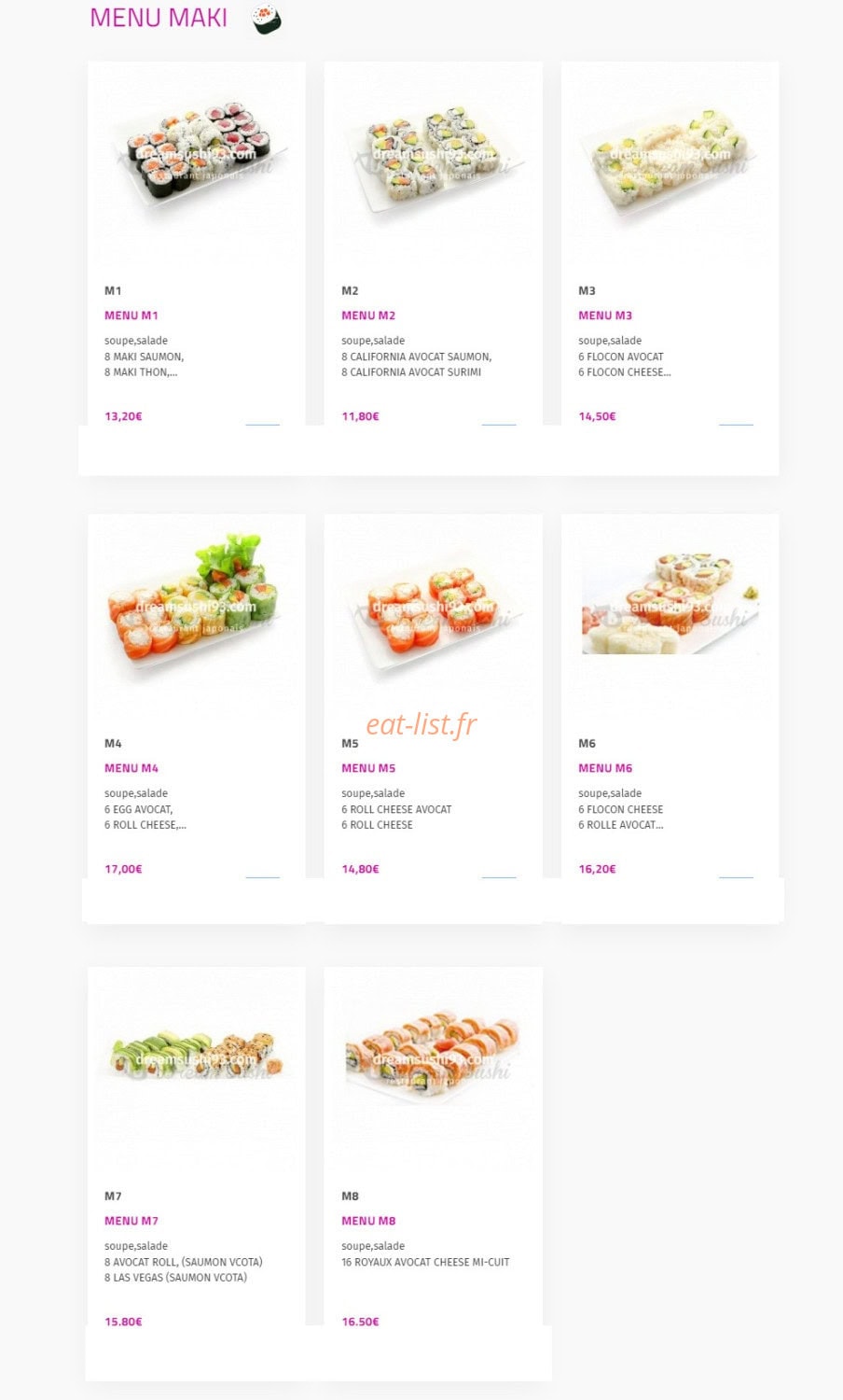 Dream sushi — carte page 9
